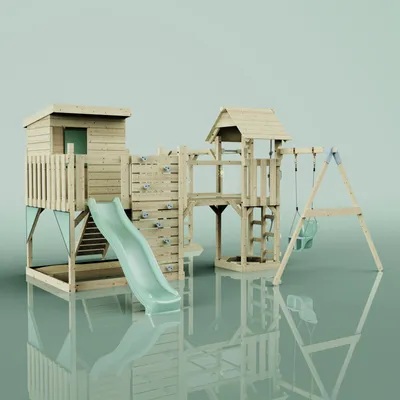 Produktbild von OutdoorToys Spielturm Lene aus Holz in Grün Babyschaukel