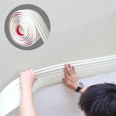 Productafbeelding van Zelfklevende vinyl strips voor muur, hoeken en sierlijsten, geschikt voor stoelrails en vloerbescherming, afmetingen: 3 x 99 cm