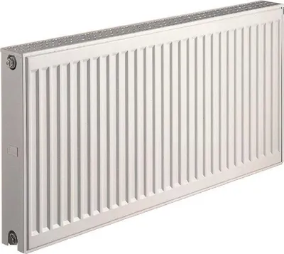 A white radiator is shown against a white background.