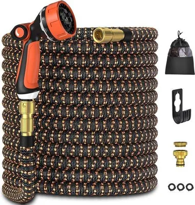 Produktbild von Famanu Gartenschlauch 50ft - 10 Funktionen Sprühkopf - Messinganschlüsse 1/2" & 3/4"
