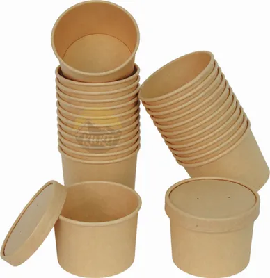 Produktbild von KURTT – 50 Stück Suppenbecher mit Deckel 500ml – Pappschüssel mit Deckel - Salatschüssel – Einweg – Restaurant – Mitnehmen – Poke Bowl - Take Away