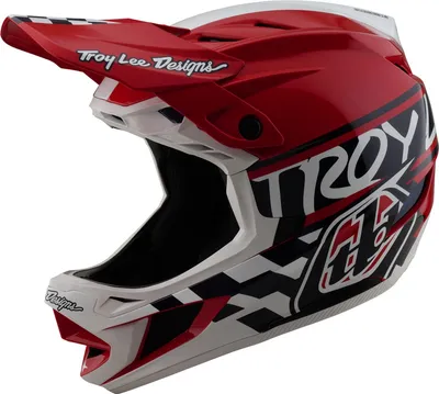 Produktbild von Troy Lee Designs D4 Polyacrylite MIPS Helm, Fifty-50, white/ red, XL | 60-61cm