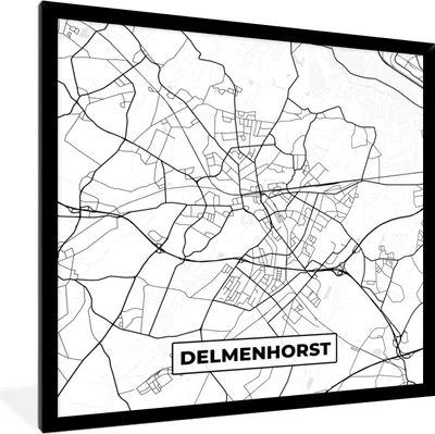 Produktbild von MuchoWow® Gerahmtes Poster Delmenhorst - Karte - Stadtplan 40x40 cm - Poster mit Schwarzem Bilderrahmen Wandposter Rahmen Foto Bilder - Mit Rahmen - Wanddekoration Schlafzimmer