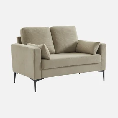 Produktbild von sweeek - 2-Sitzer-Sofa, mit Cordbezug und Metallfüßen - Greige