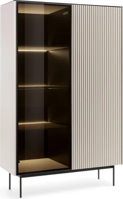 Produktbild von BETTSO RITA hohe Kaschmirvitrine mit Glasfront, Schublade und LED-Beleuchtung