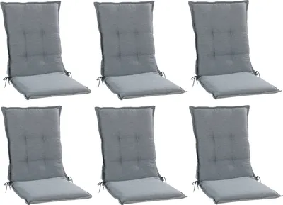 Produktbild von Gartenstuhlauflagen - Hellgrau - Mittellehner - 6er Set