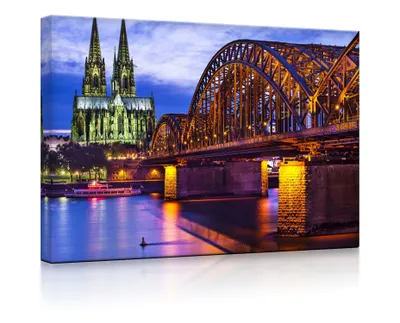 Produktbild von lightbox multicolor | Beleuchtete Wandbilder | Wunderbare Hohenzollernbrücke bei Nacht | 100x70 cm | fully lighted