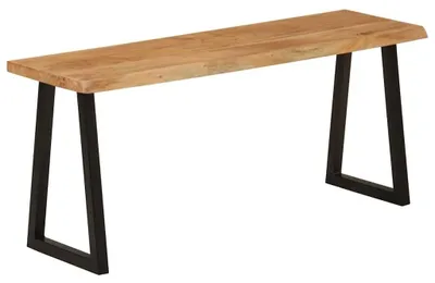 Image de Banc de salle à manger en bois d'acacia massif avec pieds en forme de U