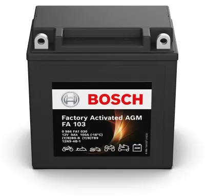 Produktbild von Bosch FA103 - AGM-Motorradbatterie - 12V 100A 9Ah - Geeignet für Motorräder, Motorräder, Enduros, Roller, Quads, Jetskis - Kompatibel M4F25, BB9-B, BTB9, 12N9-4B-1