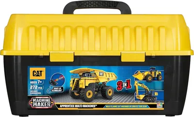 Produktbild von ToyState, CAT, Apprentice Machine Maker-3 in 1 Koffer Bagger Radlader Muldenkipper