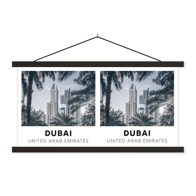 Produktbild von MuchoWow® Textilposter Dubai - Blätter - Architektur 120x60 cm mit schwarzem Rahmen - Dekoration Schlafzimmer