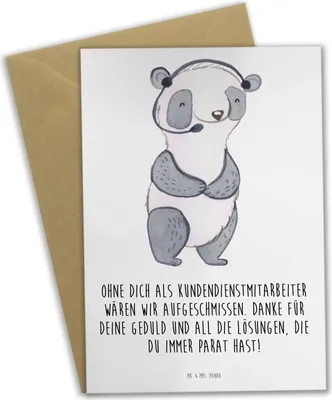 Produktbild von Mr. & Mrs. Panda Grußkarte Kundendienstmitarbeiter Held - Weiß - Geschenk, Danke sagen, Aufmerksamkeit, Dankbarkeit, dankeskarten, einladungskarten, Wertschätzung, Alltag