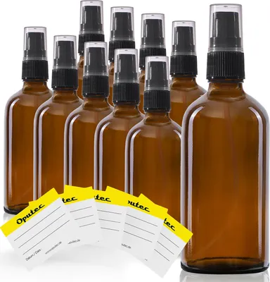 Image de 10 flacons pompes de 100 ml, flacons pour lotions, verre brun