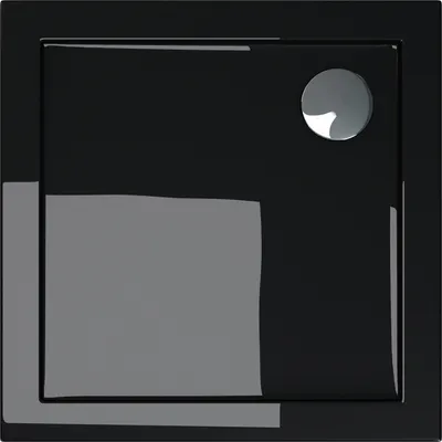 Produktbild von doporro Duschtasse Duschwanne 75x75x4 flach inkl. Ablaufgarnitur AL02 aus Acryl in Schwarz Quadratisch DIN-Anschlüsse für bodenebene Montage geeignet Faro1