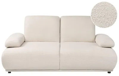 Produktbild von BELIANI 2-Sitzer Sofa Cremeweiß Bouclé Gepolstert mit Holzbeinen Verstellbare Armlehnen und Rückenlehnen Freistellbar Modernes Polstersofa Stoffsofa
