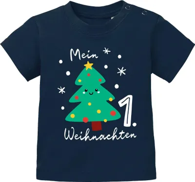 Produktbild von Baby Shirt kurzarm erstes Weihnachten Design Tannenbaum Weihnachtsoutfit Newborn Einjährige Babyshirt Jungen MoonWorks®