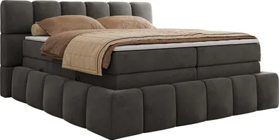 Produktbild von MKS MEBLE Boxspringbett 200 x 200 mit bettkasten NIRA KING, Polsterbett 7 Zonen Multipocket-Matratze und Topper, Doppelbett - Dunkelgrau Velvet - H3