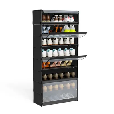 Produktbild von 8 Ebenen Schuhregal 139x64x30 cm Schuhschrank Schwarz