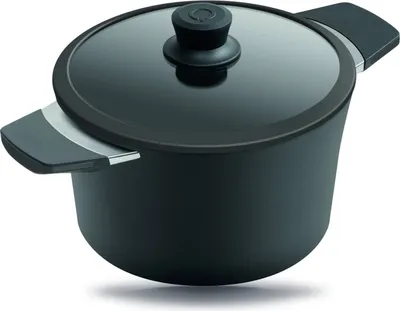 Produktbild von 30400 Squality Guss-Kochtopf inkl. Glasdeckel, 4.0l  Volumen, 24cm, fettfrei, Anthrazit, Ceran/Gas
