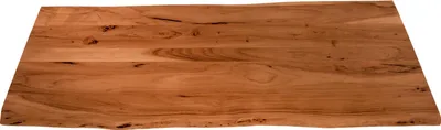 Produktbild von Holzplatte 120x60 cm Tom, Tischplatte aus Akazienholz massiv + nussbaumfarben, Baumkanten-Platte für Heimwerker, geeignet für Arbeitsplatten, Tische & Fensterbretter