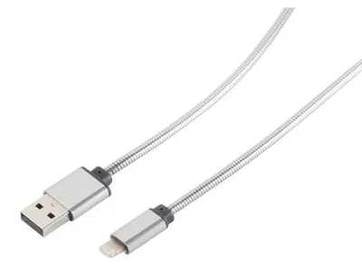 Image de S-CONN 14-13001 Câble de téléphone portable USB A Lightning argent de 1m (14-13001)