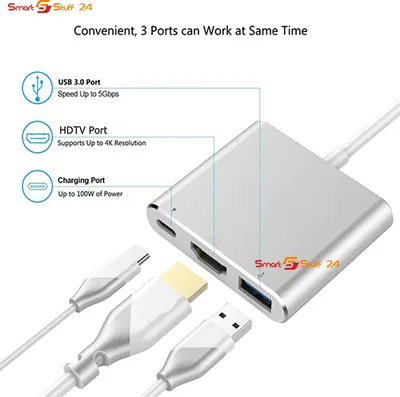 Produktbild von Typ C auf 4K HDMI Kompatible USB 3.0 USBC HDMI Hub für Macbook Pro Samsung TV