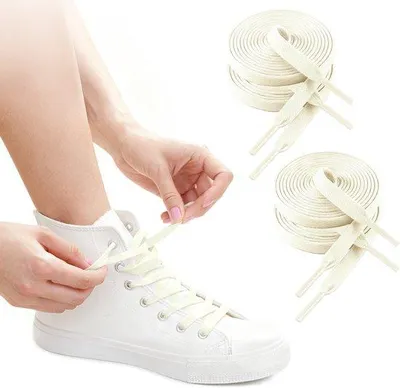 Image de Lot de 4 lacets de sport en polyester de 160 cm, 8 mm - Toile, blanc