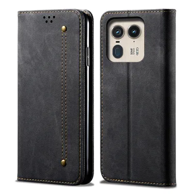 Produktbild von Hülle für Motorola Edge 50 Ultra Leder Brieftasche Flip Bookstyle Schutzhülle mit Standfunktion Schwarz