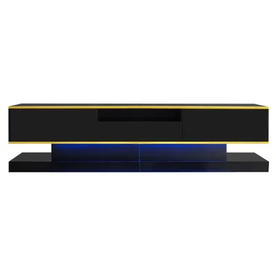 Produktbild von Moderner TV-Schrank(Schwarz,180*38*45cm)mit drei Schubladen und einem offenen Fach - Hochglanz mit farbwechselnden LED-Leuchten
