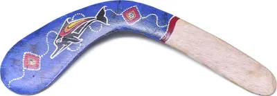 Immagine prodotto di Boomerang Aborigine Blue - Boomerang da 40 cm dipinto a mano con motivo aborigeno
