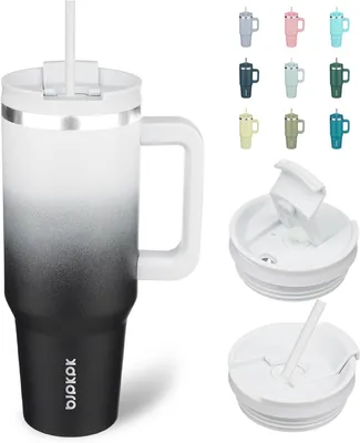 Immagine prodotto di Tazza termica a doppia parete, capacità 1200 ml, con manico e cannuccia, ideale per il campeggio