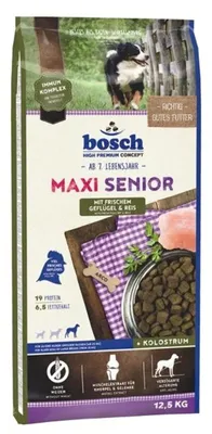 Zdjęcie produktu dla Bosch Hundefutter Maxi Senior Geflügel, 1er Pack (1 x 12.5 kg), Senior, Drób, Ryż, 12,5 kg