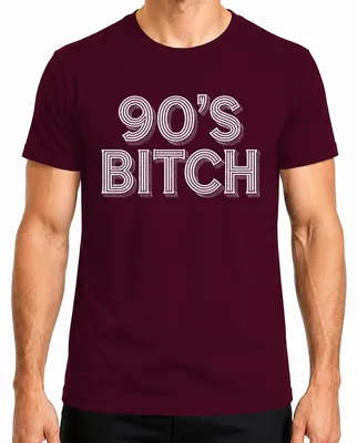 Zdjęcie produktu dla „90's Bitch” – koszulka męska w stylu retro z lat 90., na urodziny, w kolorze bordowym, rozmiar L