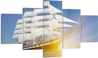 Produktbild von Bild auf Leinwand - Leinwandbild - Yacht Meer Welle - 125x70cm - Wand Bild - Wanddeko - Wandbilder - Leinwanddruck - Bilder - Kunstdruck - Wanddekoration - Leinwand bilder - Wandkunst - EA125x70-4039