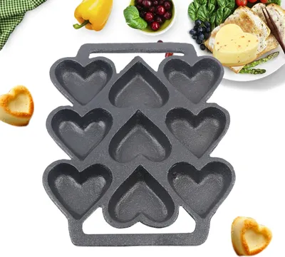 Productafbeelding van Hartvormige bakvorm van gietijzer, geschikt voor zelfgebruik, voor de keuken, pannenkoekenpan, antiaanbaklaag, cakevorm, bakplaat
