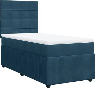 Produktbild von vidaXL Boxspringbett mit Matratze Dunkelblau 90x190 cm Samt