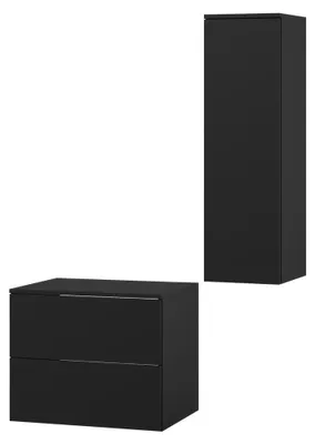 Produktbild von Badezimmerset 2-Teilig: Unterschrank + Hochschrank Color Schwarz (2S 60 + 1D 100)