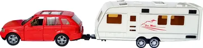 Produktbild von MODELLAUTO mit Wohnwagen Rückzug 1:48 Modell Metall Camper Camping Auto Spielzeugauto Geschenk Spielzeug Fensterkarton 52