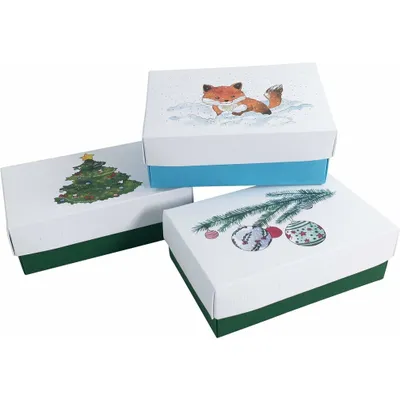 Produktbild von 3 BUNTBOX Weihnachten M Geschenkboxen-Set weiß