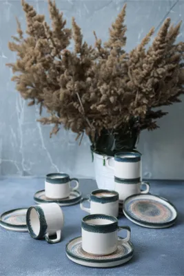 Produktbild von Hermia Concept, x 00017773, Teetassen-Set (12-teilig), 100 % KERAMIK-STEINZEUG, Weiß, 14 x 10 x 8 cm