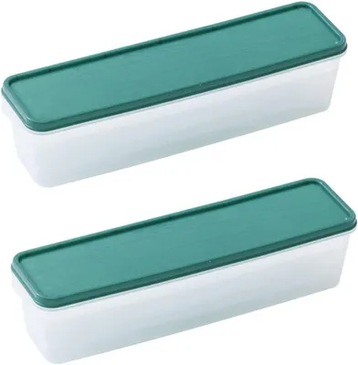 Produktbild von Nudellagerboxen 2er-Pack, stapelbare Behälter, 31.8 x 8.8 x 8.1 cm, für trockene Pasta