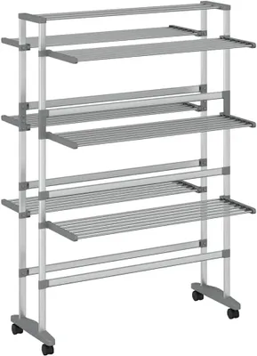 Produktbild von Wäscheständer mit Rollen aus Aluminium, 89x64x129 cm, 4,7 kg