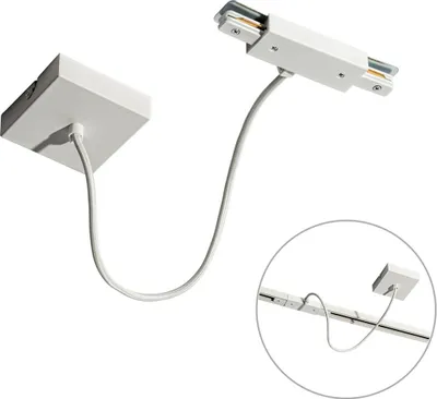 Produktbild von QAZQA - Stromzufuhr mit quadratischer Montageplatte für 1-phasige Schiene weiß - Iconic I Wohnzimmer I Schlafzimmer - Stahl Quadratisch - LED geeignet