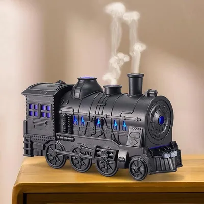 Produktbild von Luftbefeuchter Schlafzimmer, Zugform, 300ml Nebel-Luftbefeuchter-Diffusor für Zuhause,Babyzimmer und Pflanzen sowie automatische Abschaltung Schwarz