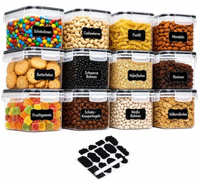 Immagine prodotto di Set di 12 contenitori ermetici per alimenti, capacità 0,8 litri