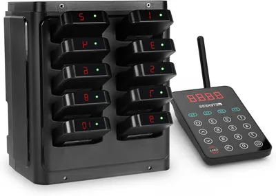 Imagen del producto de Sistema de llamada - Sistema de avisos - Timbre para restaurantes - Pager inalámbrico - Sistema de llamada para hostelería - Alcance de 500 metros