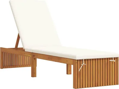 Zdjęcie produktu dla Leżak VidaXL w kolorze naturalnym 200 x 55 x 94 cm z litego drewna akacjowego