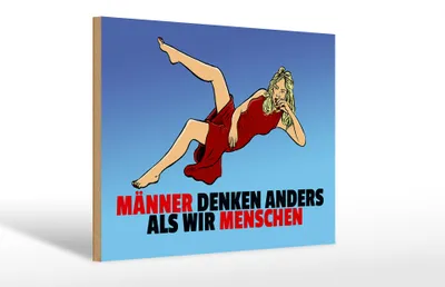 Produktbild von Holzschild Spruch 30x20cm Männer denken anders als wir Menschen