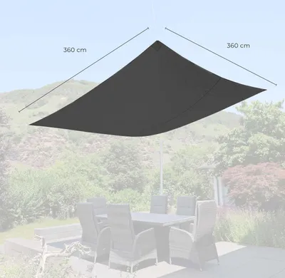 Produktbild von GO-DE Textil, Sonnensegel Quadrat, Einzelset, Farbe: anthrazit, Maße ca.: 360 cm x 360 cm