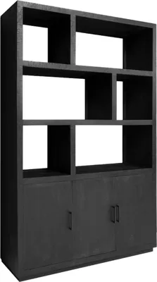 Regal Jaxx 100x230x50 cm Mangoholz Schwarz_Natur24